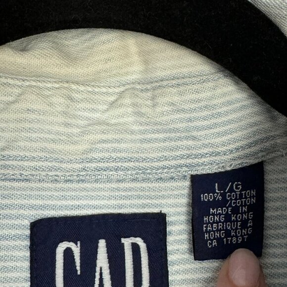 Vintage GAP Denim Blue Striped Button Down Shirt Cotton Large - Picture 6 of 9